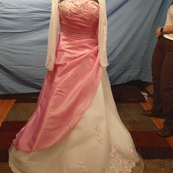 Pink and White Flower Prom Dress - Picture 4 of 6